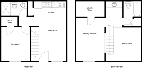Floor plan for 2 beds, 2 baths, 675 sqft